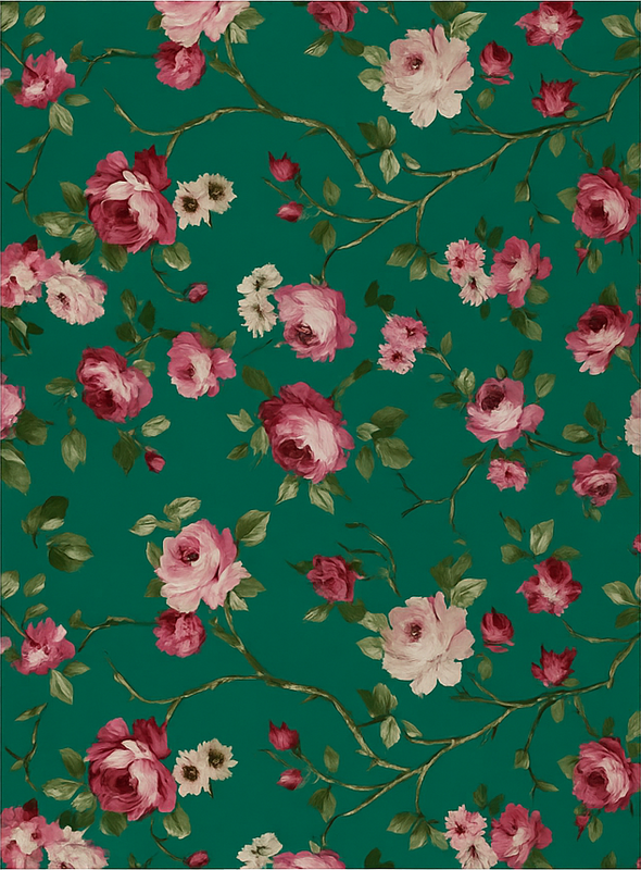 Tapete vinílico quarto com padrão de flores pintadas - TenStickers