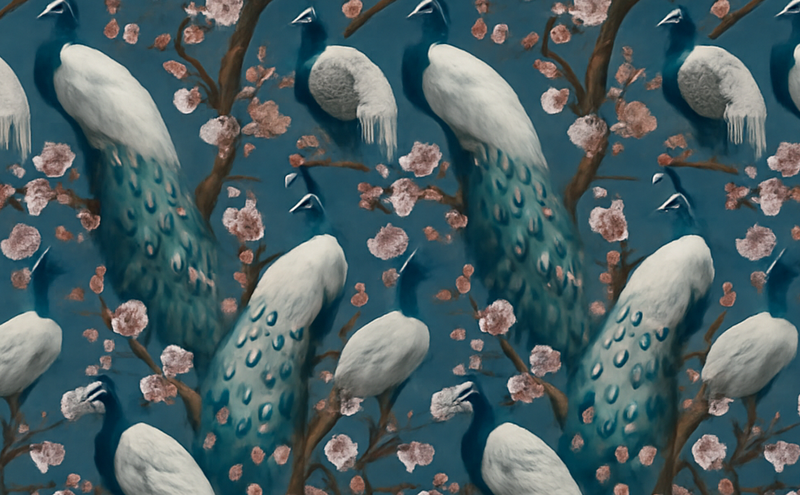 Tapete vinílico quarto pavões elegantes e bonitos - TenStickers