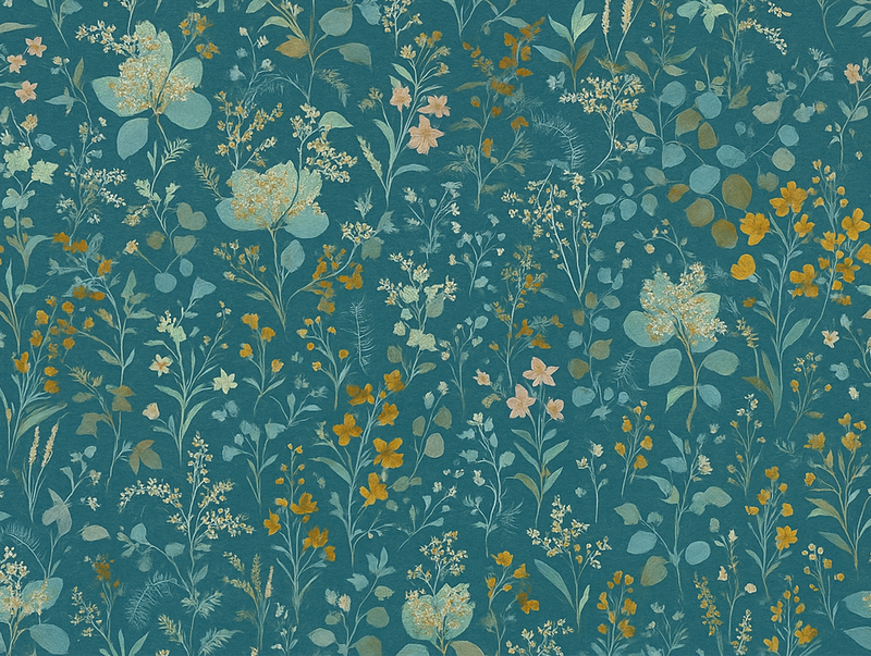 Tapete vinílico quarto estampa floral vintage azul - TenStickers
