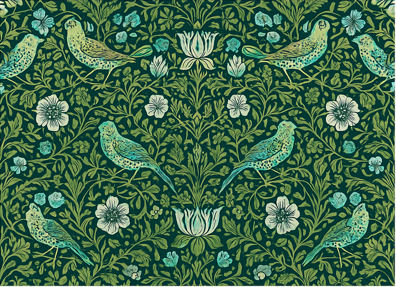 Tapete vinílico quarto floral e pássaro ornamental - TenStickers