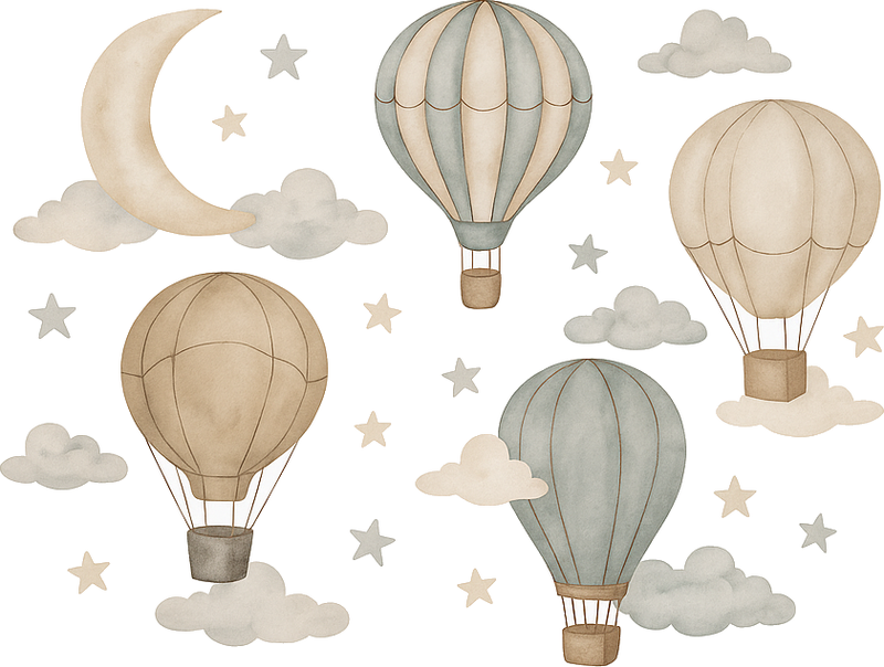 Tapete vinílico quarto balões estrelados - TenStickers