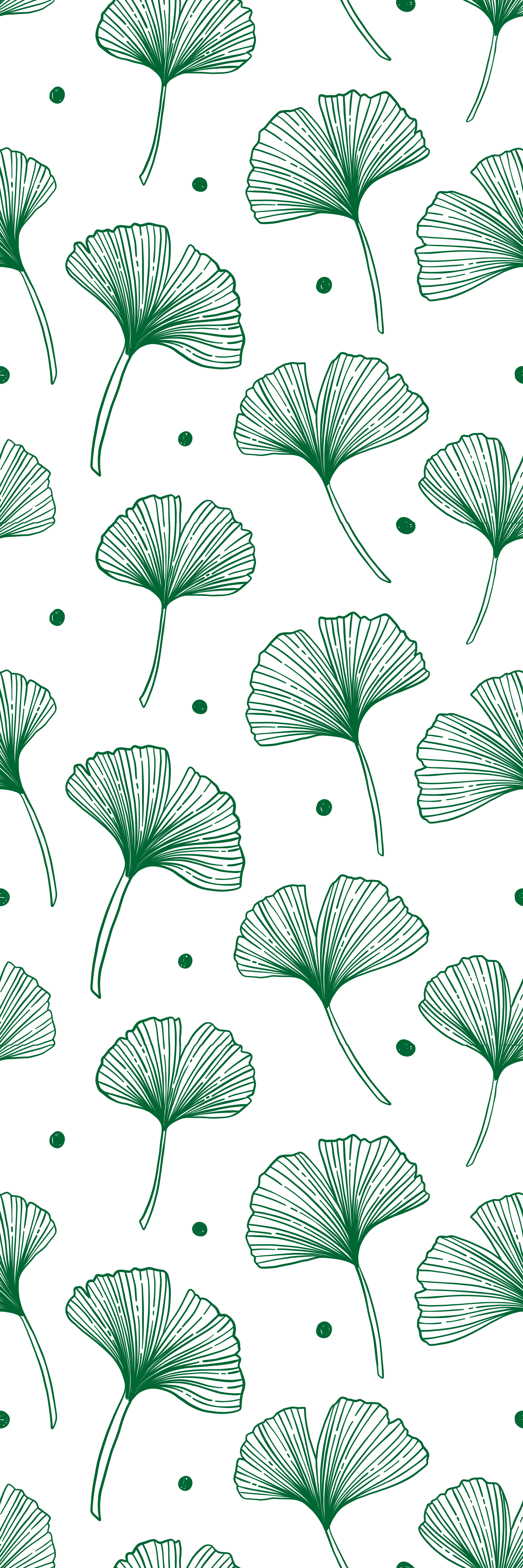 Tapete vinílico para escritório folhas verdes de ginkgo - TenStickers