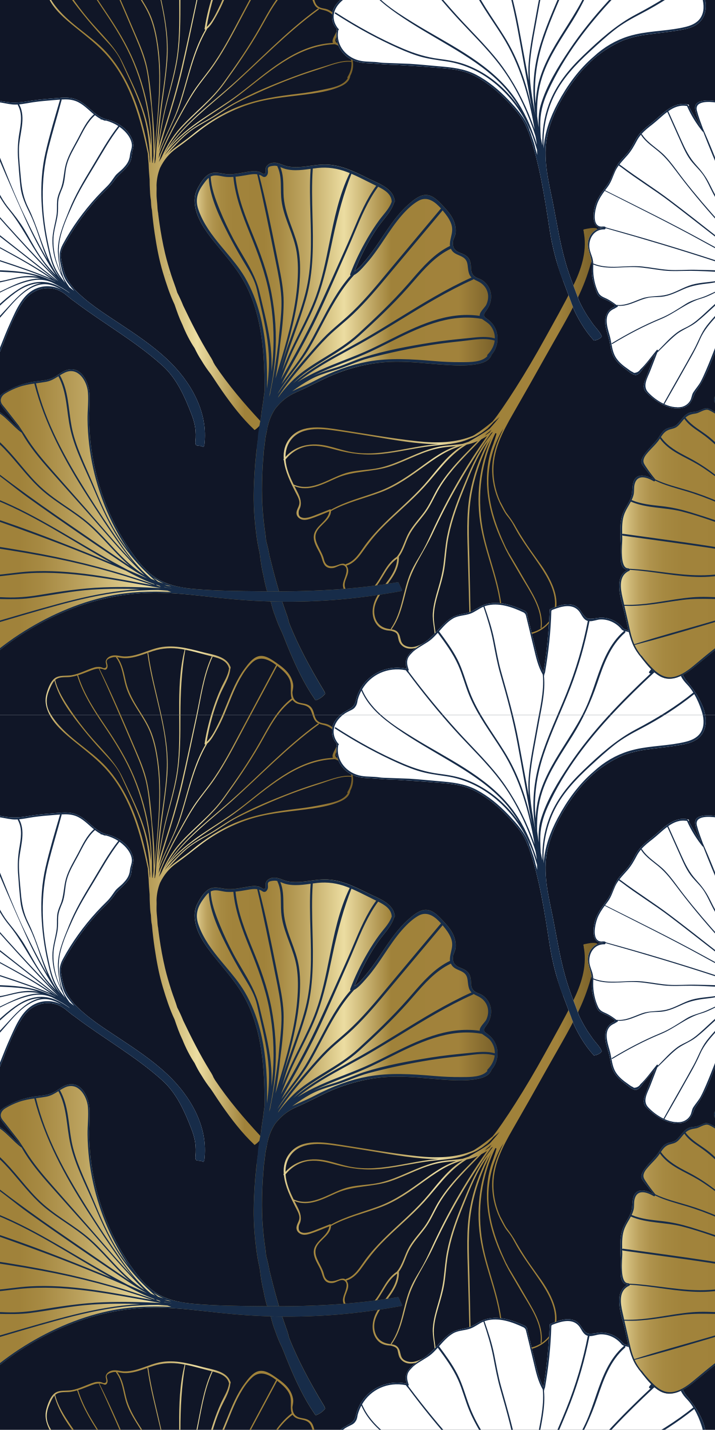 Tapete vinílico para escritório folhas de ginkgo relevadas - TenStickers