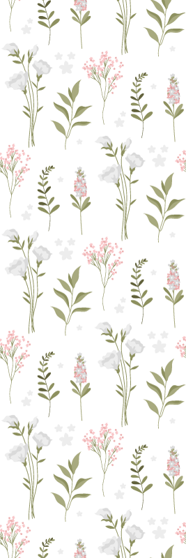Tapete vinílico quarto padrão minimalista de flores - TenStickers