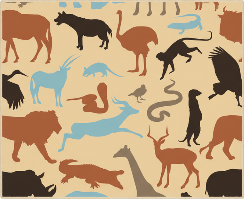 Tapete vinílico quarto silhuetas de animais safari - TenStickers