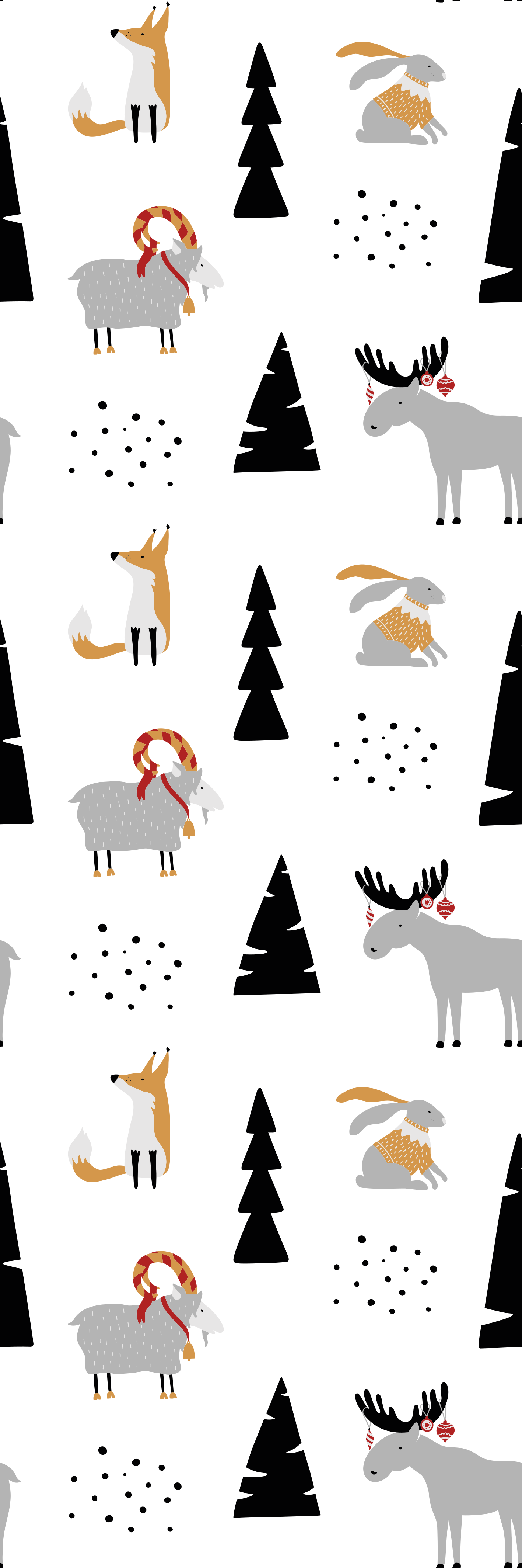Tapete vinílico quarto com estampa de animais invernais - TenStickers