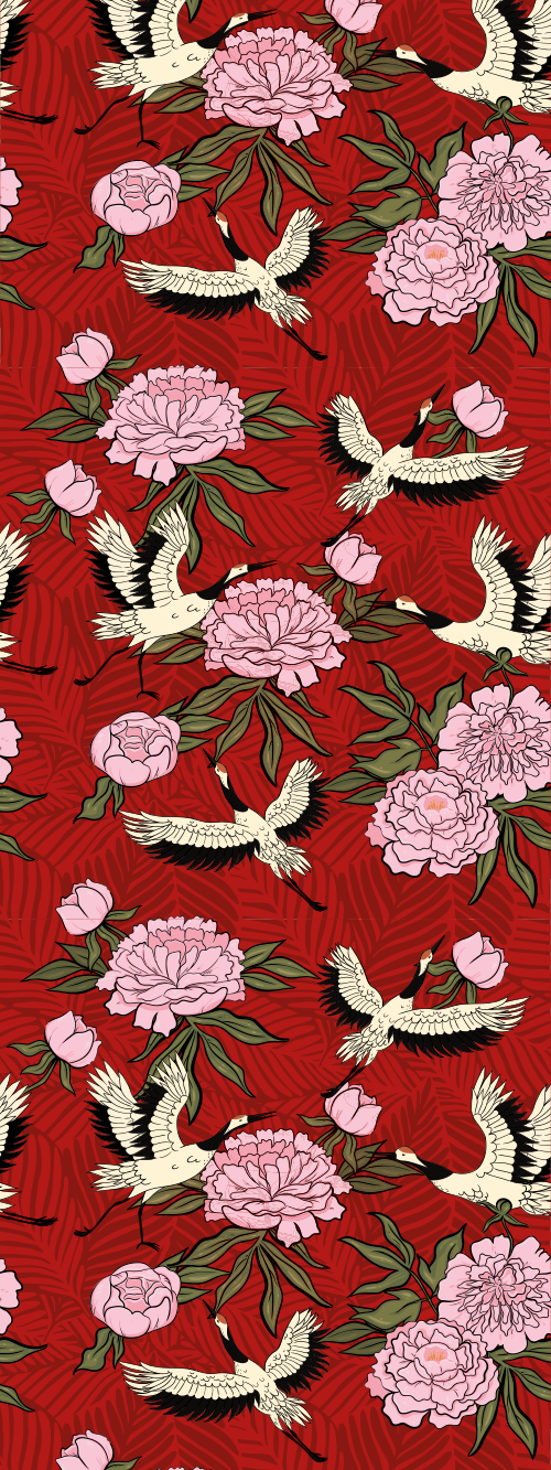 Tapete vinílico quarto pássaros brancos em fundo vermelho - TenStickers
