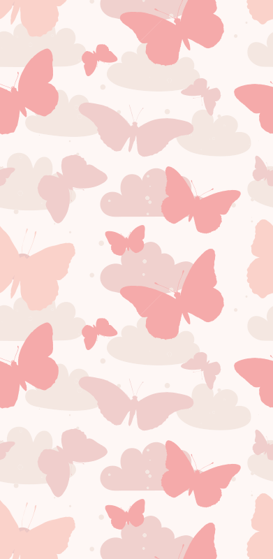 Tapete vinílico quarto com padrão de borboletas em pastel - TenStickers