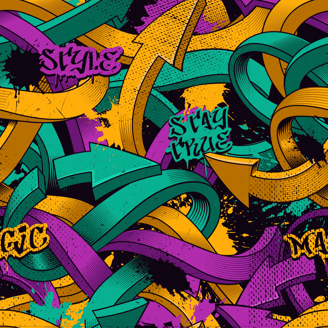 Tapete vinílico quarto parede de graffiti realista - TenStickers