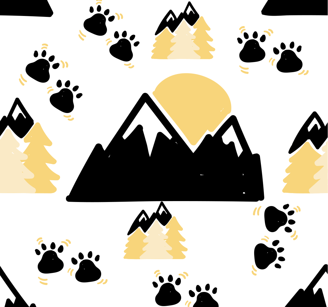 Tapete vinílico quarto pegadas na montanha fundo branco - TenStickers