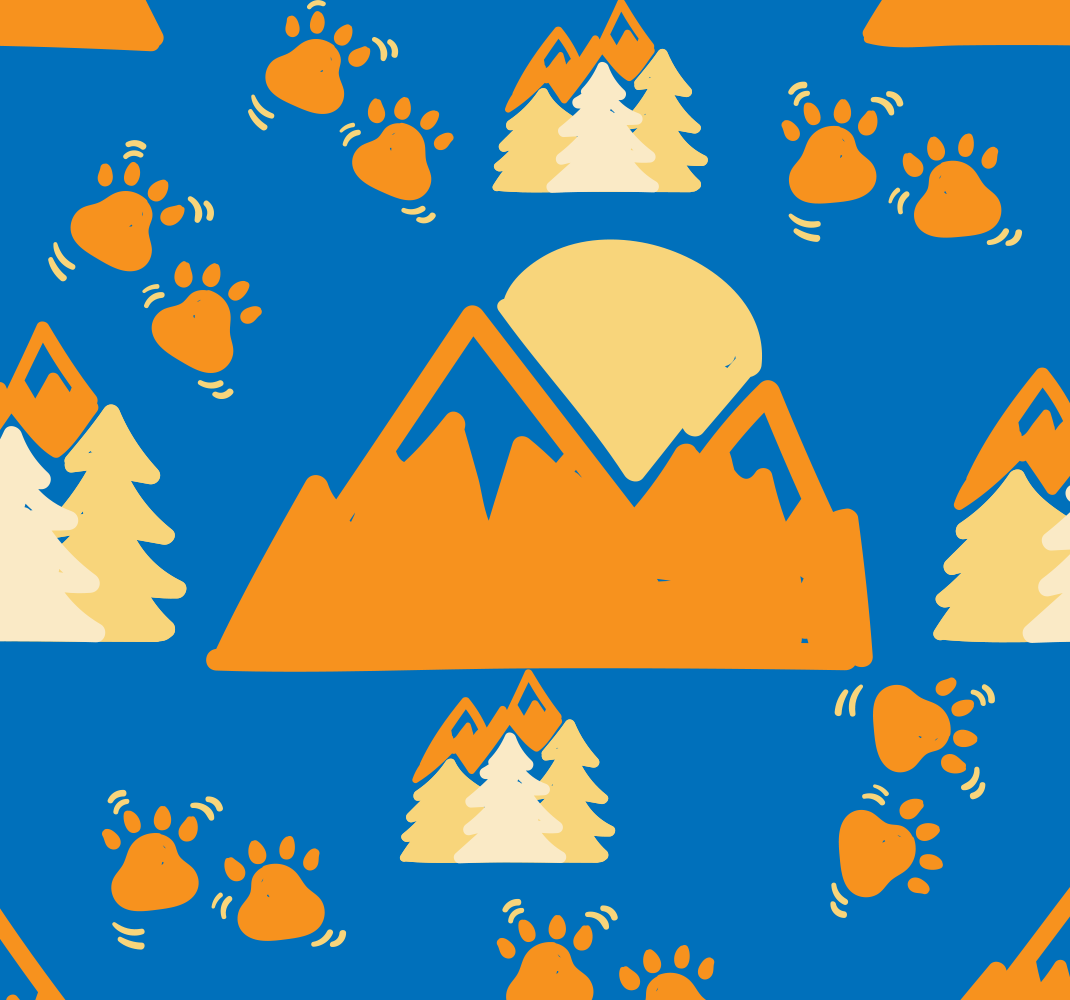 Tapete vinílico quarto pegadas na montanha fundo azul escuro - TenStickers