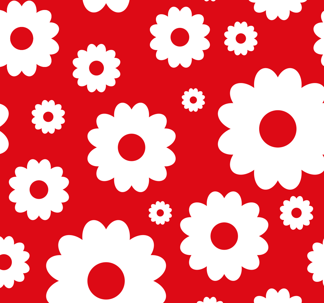Tapete vinílico quarto margaridas brancas fundo vermelho - TenStickers