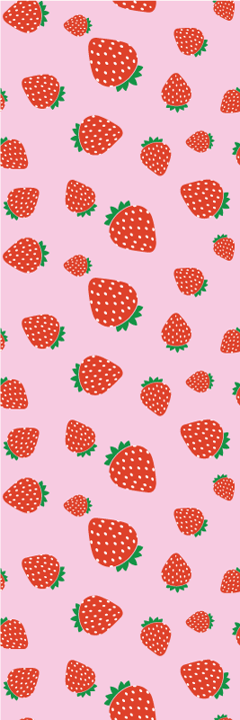 Tapete vinílico quarto com estampa de morangos em fundo rosa - TenStickers