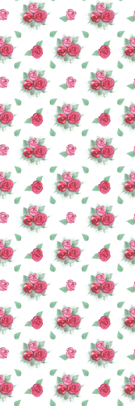 Tapete vinílico quarto padrão de rosas pink e vermelhas - TenStickers