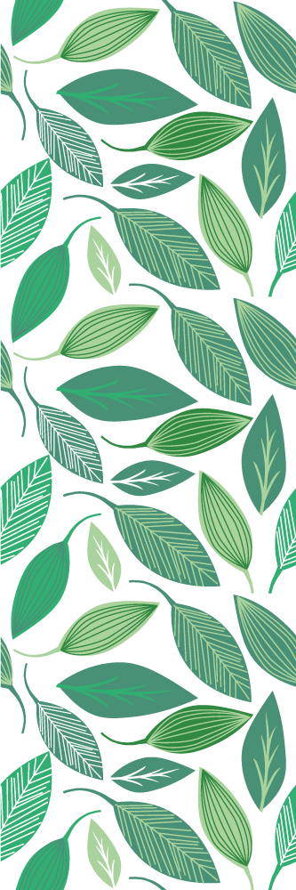 Tapete vinílico quarto padrão de folhas verdes - TenStickers