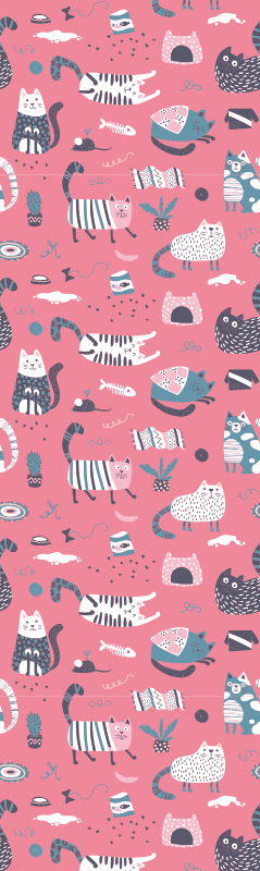 Tapete vinílico quarto gatinhos nórdicos - TenStickers