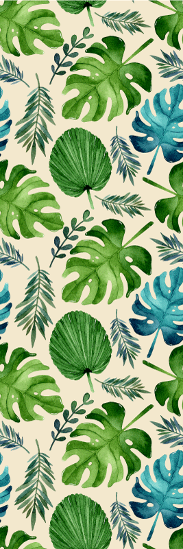 Tapete vinílico quarto padrão folhas verdes tropicais - TenStickers