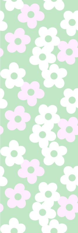 Tapete vinílico quarto verde com flores brancas e rosas - TenStickers