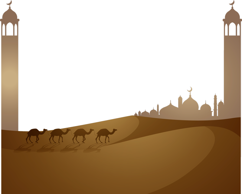 Tapete vinílico quarto mesquita islâmica e camelos - TenStickers