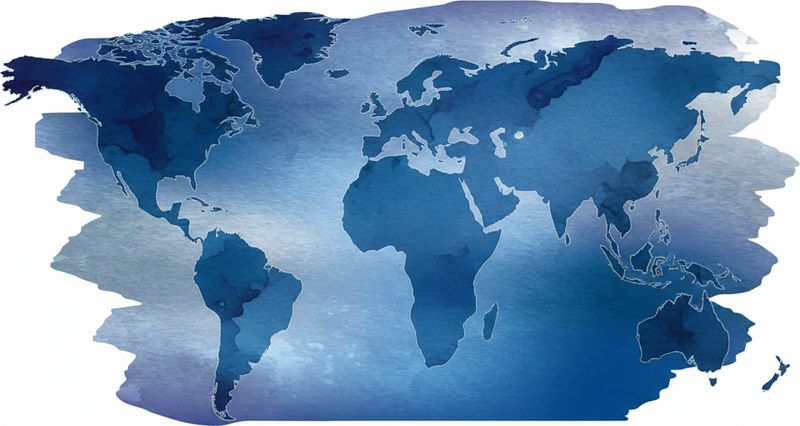 Tapete vinílico quarto mapamundi acuarela azul - TenStickers