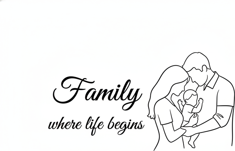 Tapete vinílico quarto família onde a vida começa - TenStickers