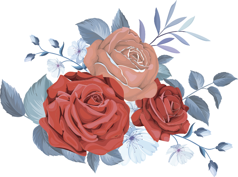 Tapete vinílico quarto flores em buquê azul - TenStickers