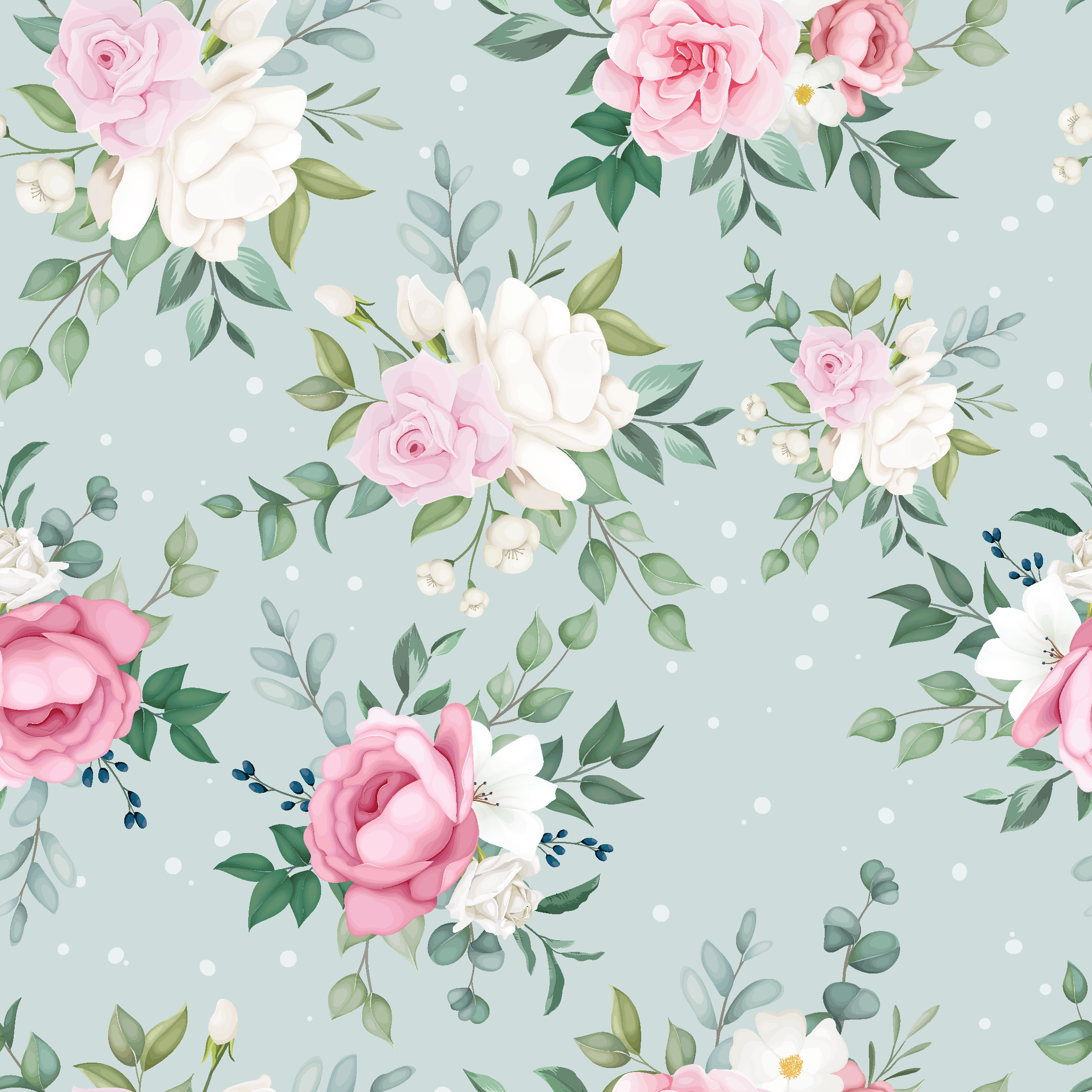 Tapete vinílico natureza floral azul e rosa - TenStickers