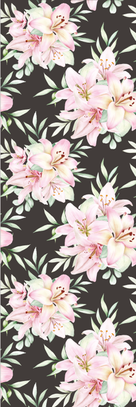 Tapete vinílico natureza padrão floral lírios aquarela - TenStickers