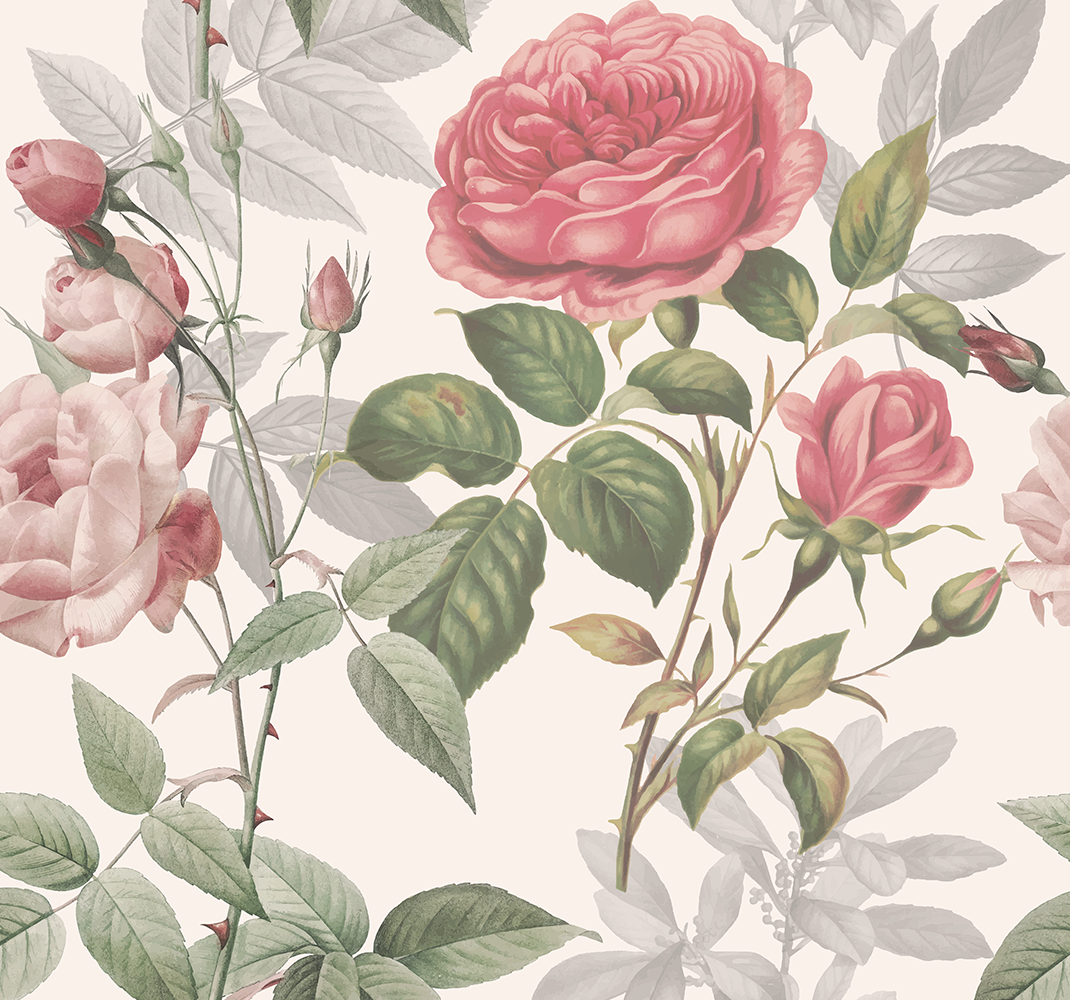 Tapete vinílico natureza rosas grandes - TenStickers