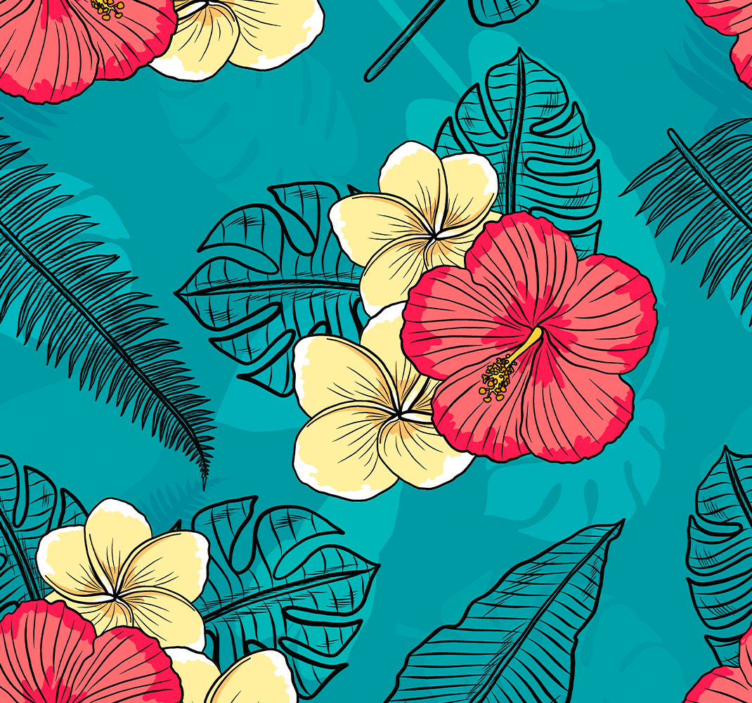 Tapete vinílico natureza flores havaianas - TenStickers