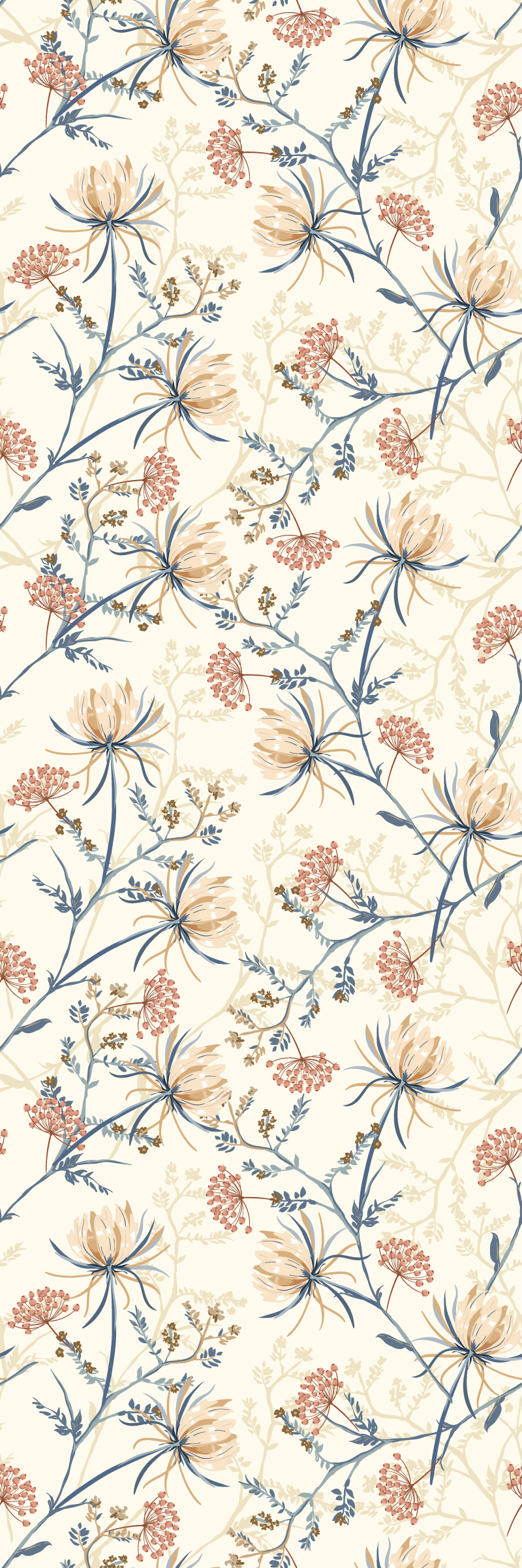 Tapete vinílico natureza estampa floral vintage - TenStickers