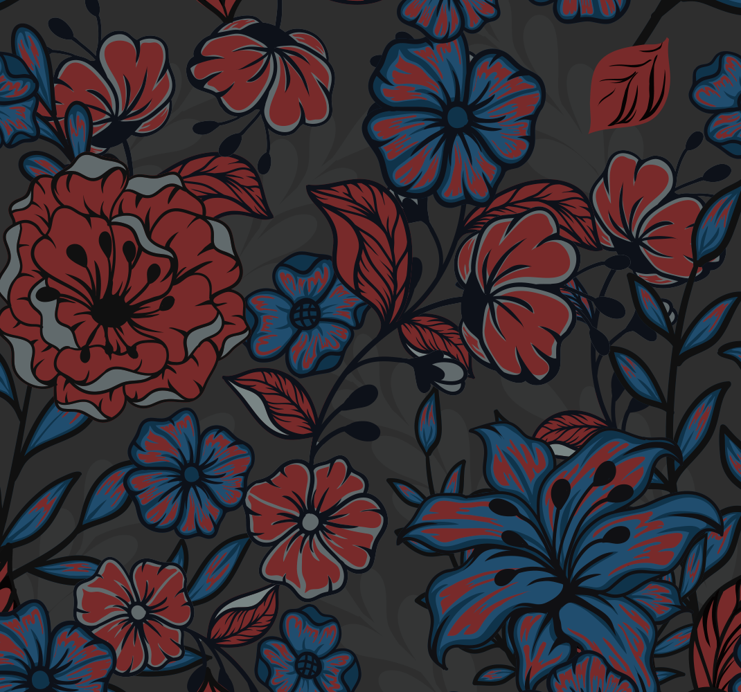 Tapete vinílico natureza rosas e folhas escuras - TenStickers