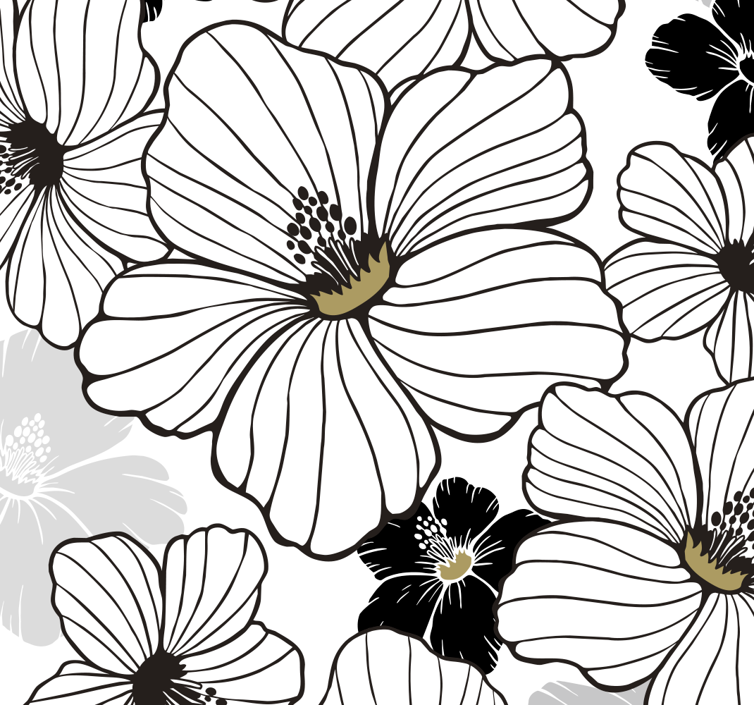 Tapete vinílico natureza com padrão de flor hibisco branco - TenStickers