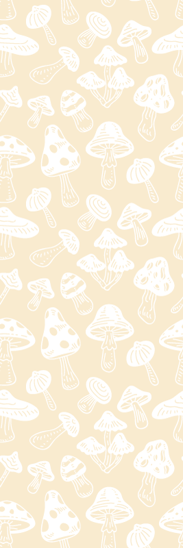 Tapete vinílico natureza com desenhos de cogumelos bege - TenStickers