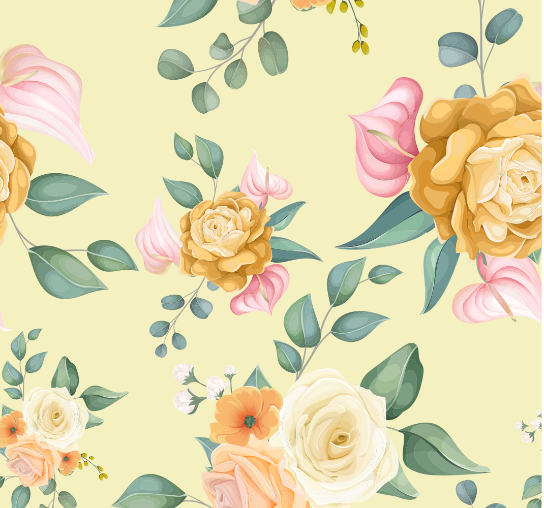 Tapete vinílico natureza rosas amarelas vintage - TenStickers