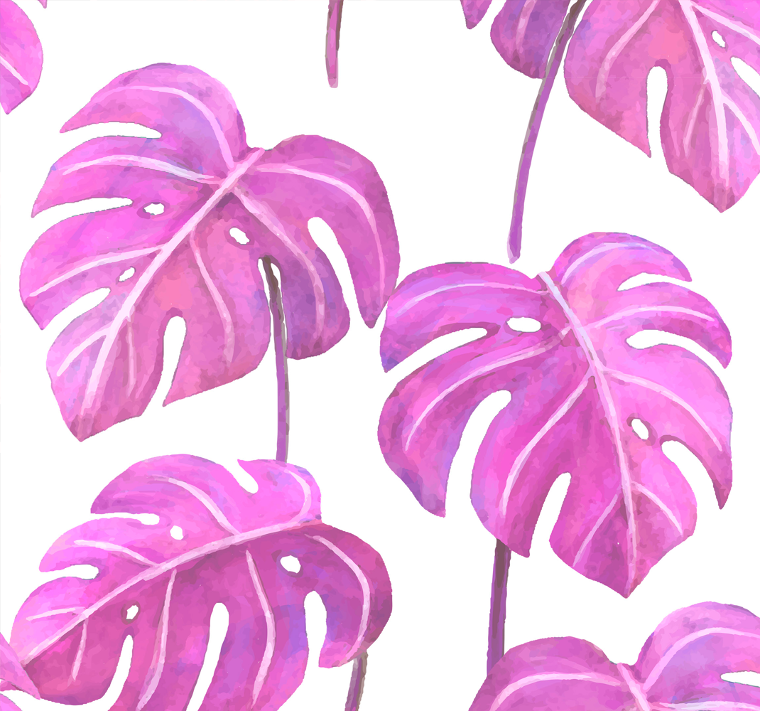 Tapete vinílico natureza monstrosa pintada de rosa - TenStickers