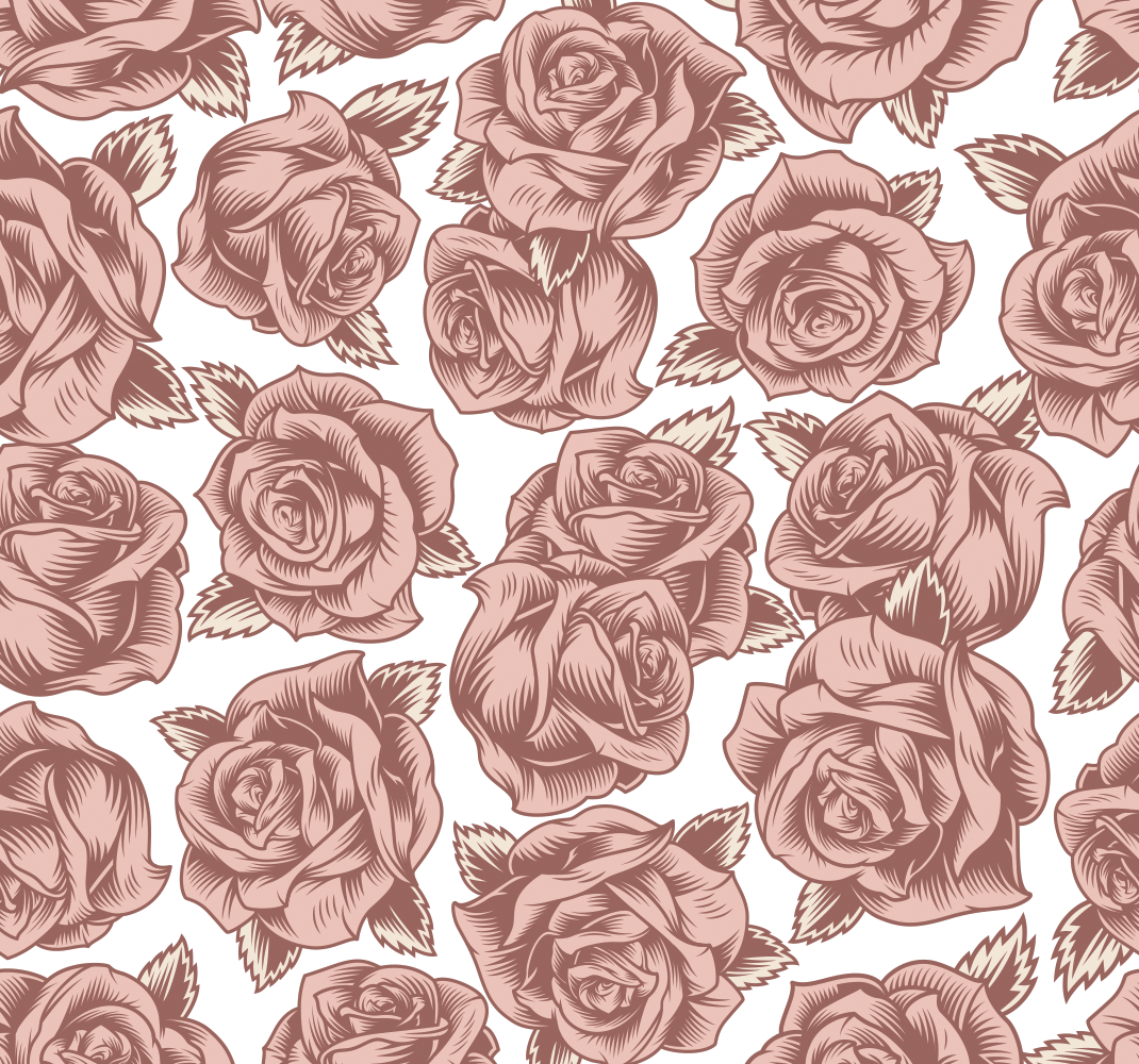Tapete vinílico natureza rosas retrô - TenStickers