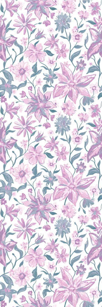 Tapete vinílico natureza rosas rosa e cinza - TenStickers