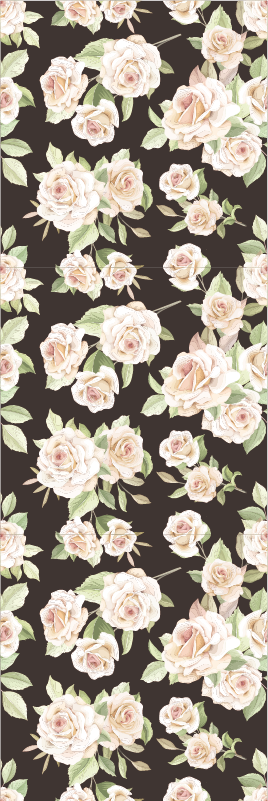 Tapete vinílico natureza rosa branca fundo preto - TenStickers