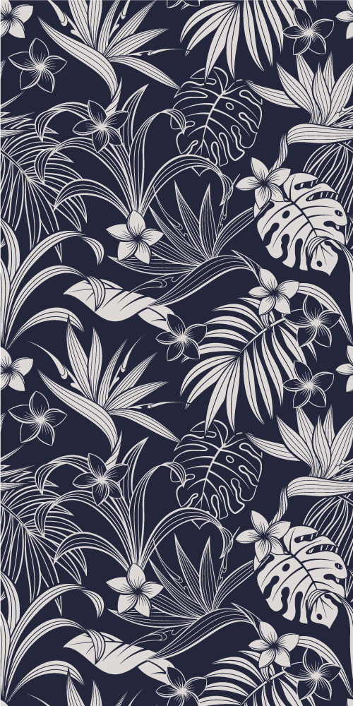 Tapete vinílico natureza folhas e flores tropicais escuras - TenStickers