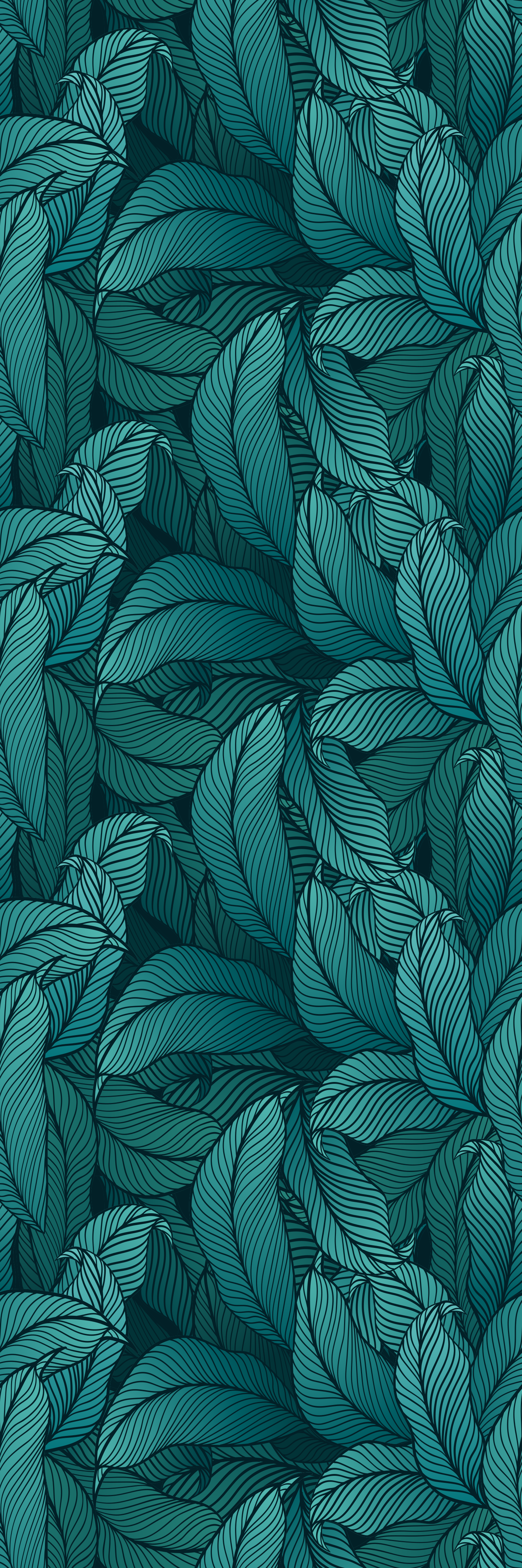 Tapete vinílico natureza folhas verdes escuras - TenStickers