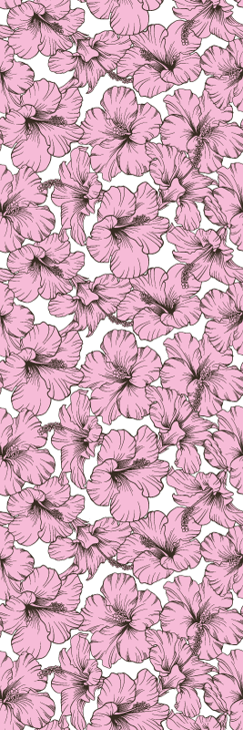 Tapete vinílico natureza padrão hibisco rosa - TenStickers