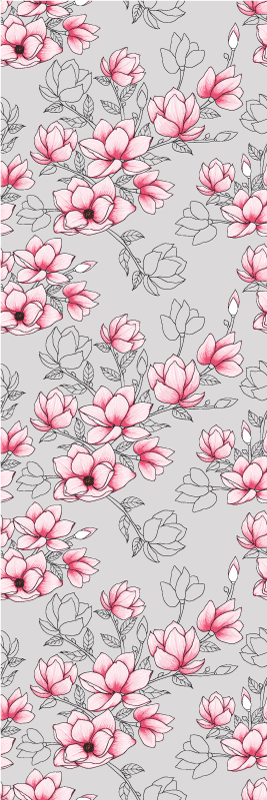 Tapete vinílico natureza flores de magnólia em fundo prata - TenStickers