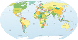 Tapete vinílico de mapa mundial decorativo político - TenStickers