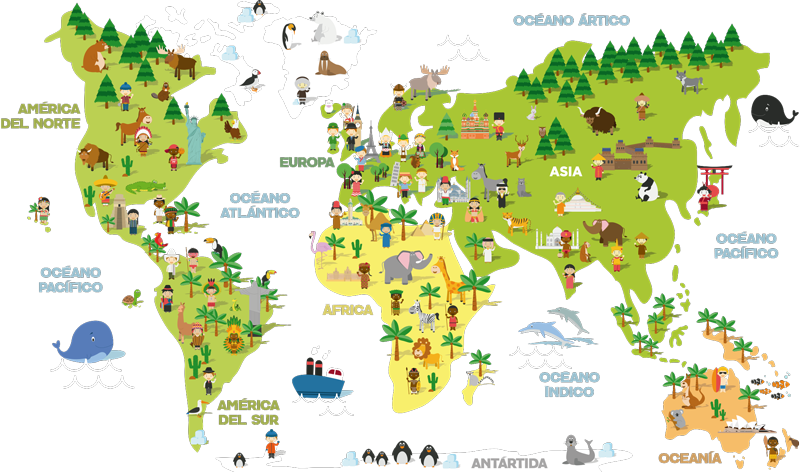 Tapete vinílico de mapa mundial para crianças - TenStickers