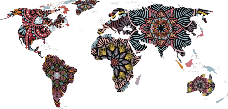 Tapete vinílico de mapa mundial mandala mundial - TenStickers