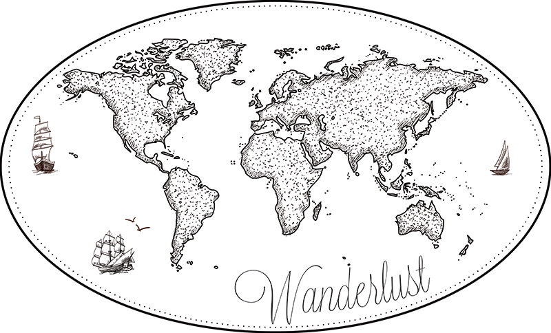 Tapete vinílico de mapa mundial vinil do desejo de viajar - TenStickers