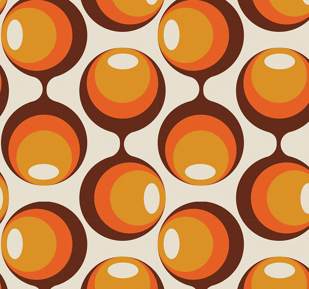Tapete vinílico vintage design semi-oblongue anos 70 - TenStickers