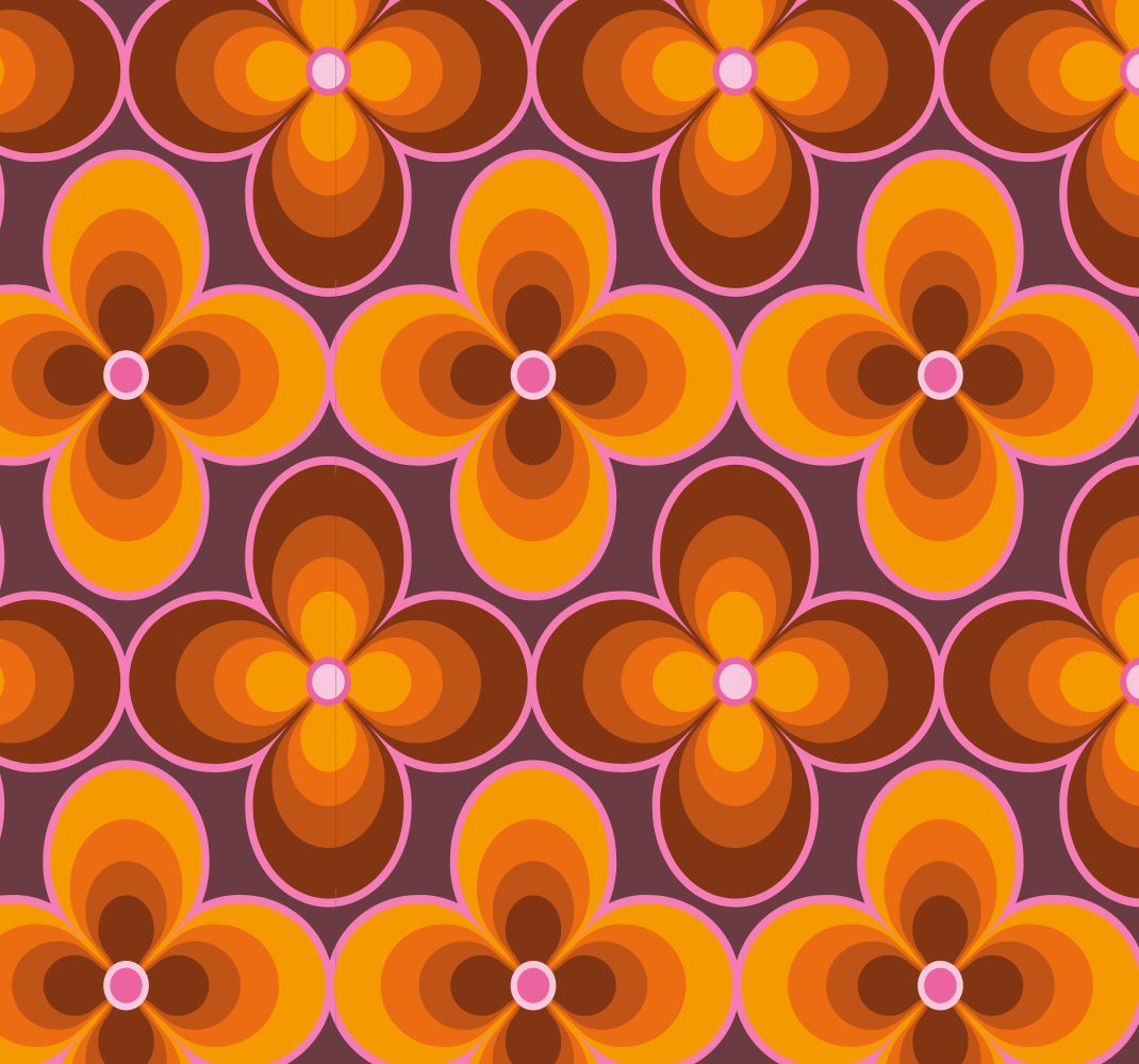 Tapete vinílico vintage com padrão floral retrô groovy - TenStickers