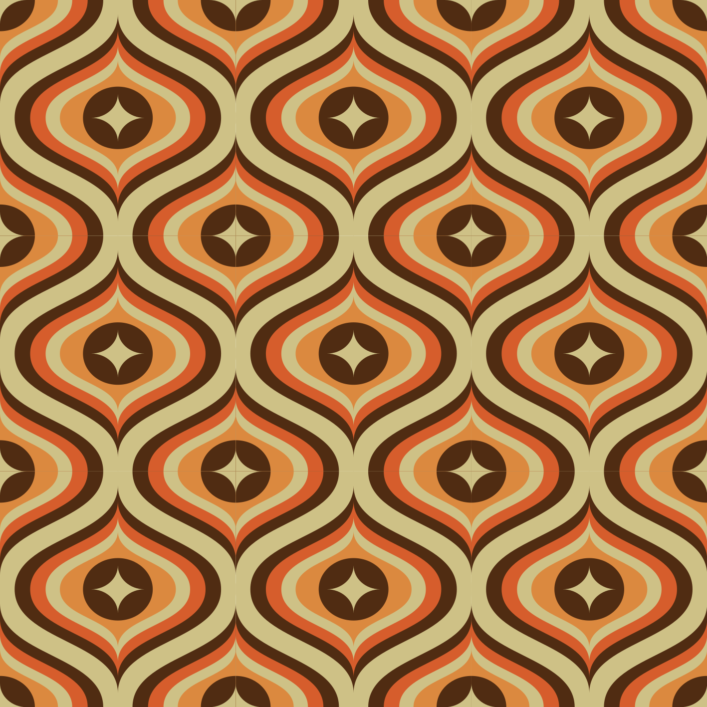 Tapete vinílico vintage laranja e marrom retrô - TenStickers